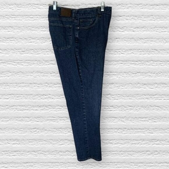 Lauren Jeans Co. Premium Blue Denim Straight Leg High Rise Jeans Size 14 Petite - Picture 1 of 11